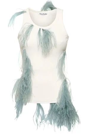 Acne Studios Tanktop Aus Baumwolljersey Mit Federn