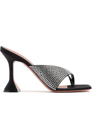 Amina Muaddi 95mm Hohe Mules Aus Satin Mit Kristallen „shiona“