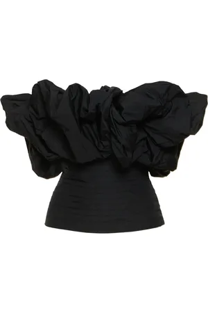 Elie saab Taft-oberteil Mit Schulterfreien Puffärmeln