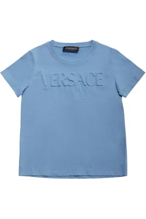 VERSACE T-shirt Aus Baumwolljersey Mit Geprägtem Logo
