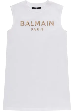 Balmain Kleid Aus Baumwolljersey Mit Logo