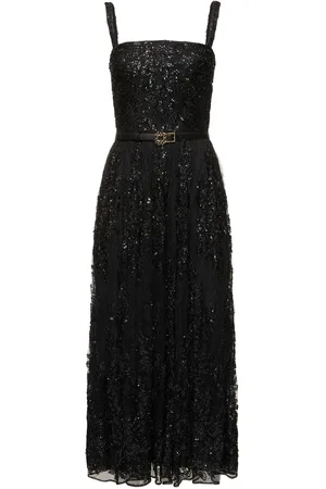 Elie saab Besticktes, Langes Kleid Aus Spitze