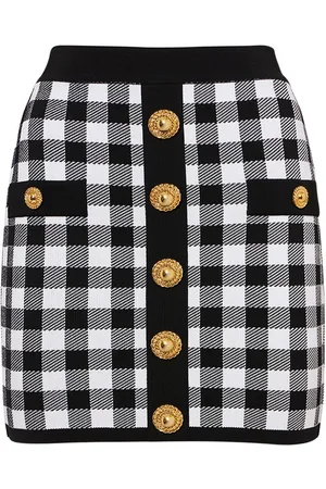 Balmain Minirock Aus Strick Mit Karos