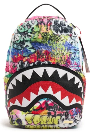 Sprayground Graffiti Print Faux Fur Backpack