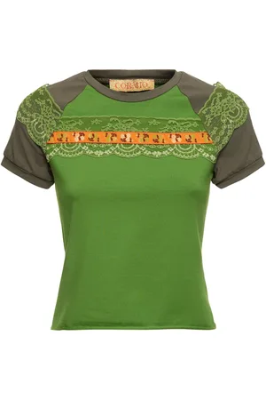 CORMIO Raglan-t-shirt Aus Baumwolljersey Mit Spitze