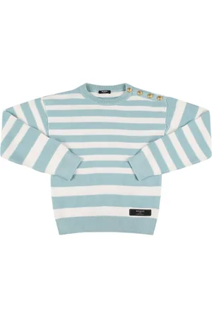 Balmain Sweater Aus Baumwollstrick Mit Streifen