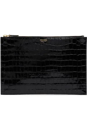 Tom Ford Flache Tasche Mit Krokodilprägung Und Riemen