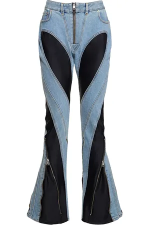 MUGLER Enge Jeans Aus Denim Und Jersey Mit Reißverschluss