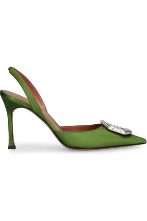 Amina Muaddi 90mm Hohe Satinpumps „camelia“