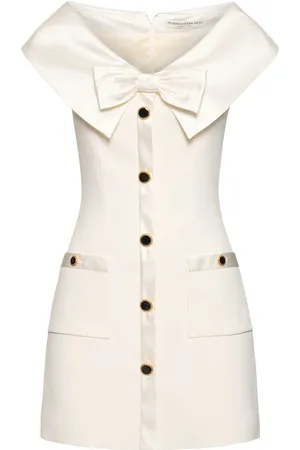 Alessandra Rich Schulterfreies Minikleid Aus Cady Mit Schleife