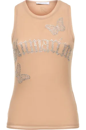 BLUMARINE Tanktop Aus Tüll Mit Kristalllogo