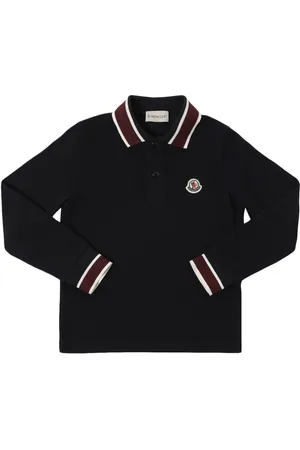 Moncler Cotton Piquet Long Sleeve Polo Shirt