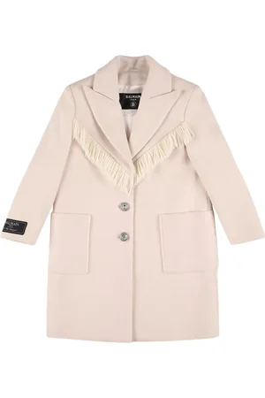 Balmain Wollmischmantel Mit Fransen