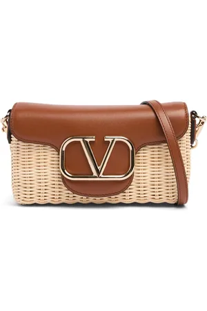 VALENTINO GARAVANI Schultertasche Aus Leder Und Stroh „locò“