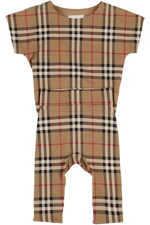 Burberry Icon Check Print Cotton Bodysuit & Pants