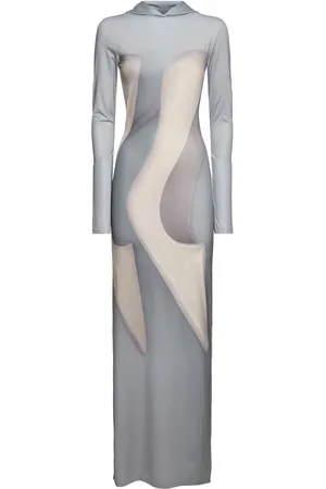 Acne Studios Langes Kleid Aus Jersey Mit Kapuze Und Druck