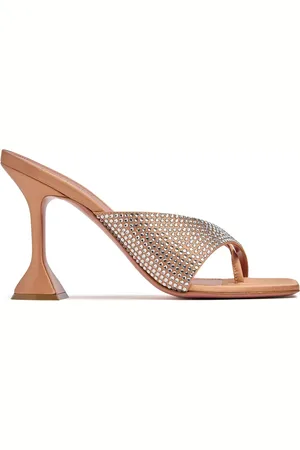 Amina Muaddi 95mm Hohe Mules Aus Satin Mit Kristallen „shiona“
