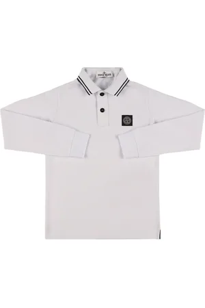 Stone Island Langärmeliges Polohemd Aus Baumwollpiqué