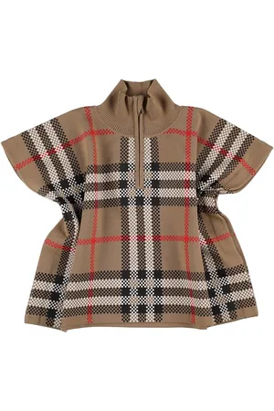 Burberry Capemantel Aus Kariertem Wollstrick