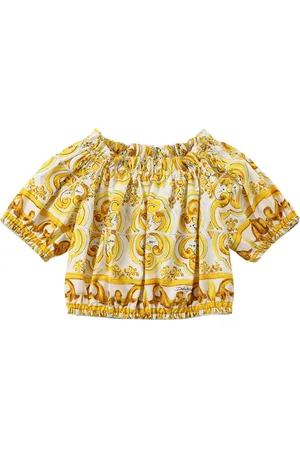 Dolce & Gabbana Oberteil Aus Baumwollpopeline Mit Majolikadruck