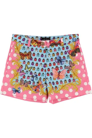 VERSACE Shorts Aus Baumwollfleece Mit Druck