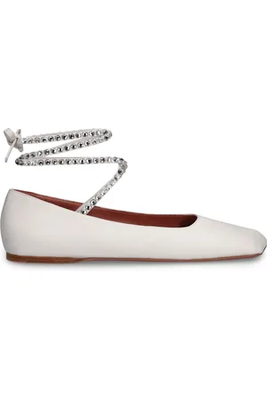 Amina Muaddi 10mm Flache Lederschuhe „ane“