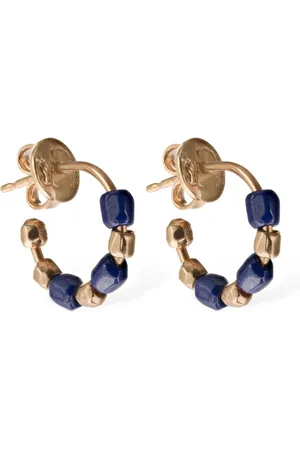 Dodo Ohrringe Aus 9kt Gold & Blauer Keramik „granelli“