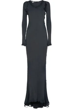 Balenciaga Maxikleid Aus Baumwolle Mit Rissen