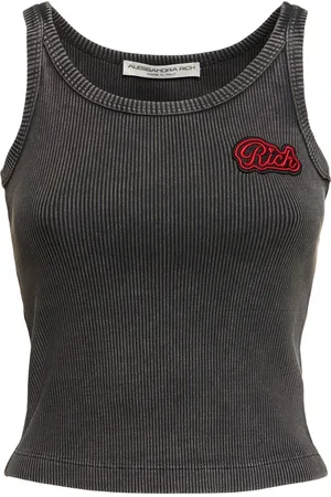 Alessandra Rich Tanktop Aus Baumwolljersey Mit Patch