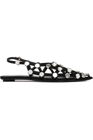 The Attico Ballerinas Aus Wildleder Mit Kristalen
