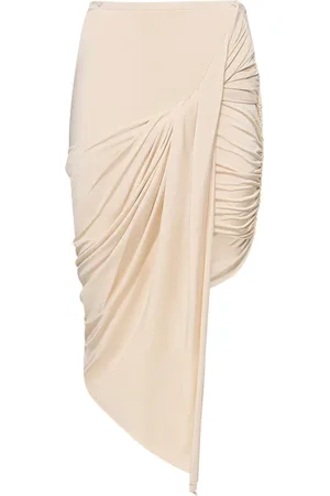 MUGLER Drapierter, Bedruckter Midirock Aus Viskosesatin