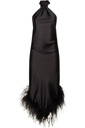 GIUSEPPE DI MORABITO Midikleid Aus Satin Mit Federn