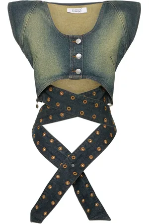 Cannari Concept Kurze Denim-weste Mit Wickeldesign