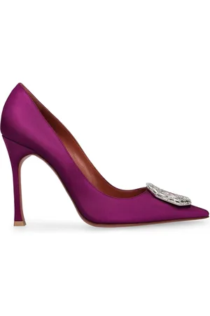 Amina Muaddi 105mm Hohe Satinpumps „camelia“