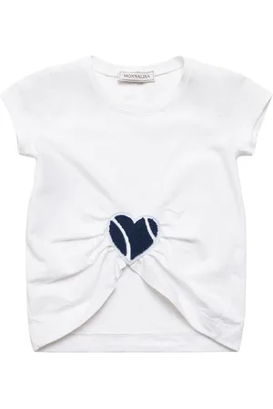 MONNALISA Besticktes T-shirt Aus Baumwolljerseymischung