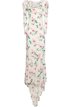 Alessandra Rich Maxikleid Aus Seide Mit Druck Und Applikation