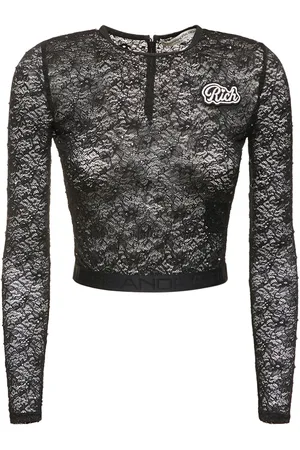 Alessandra Rich Top Aus Stretch-spitze „hotfix“
