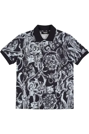 VERSACE Polohemd Aus Baumwollpiqué Mit Baroque-druck