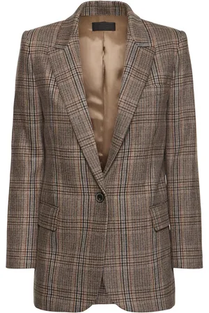NILI LOTAN Diane Wool Checked Blazer