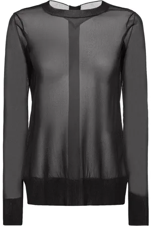 YOHJI YAMAMOTO Langärmeliges Top Aus Jerseymesh Mit Druck