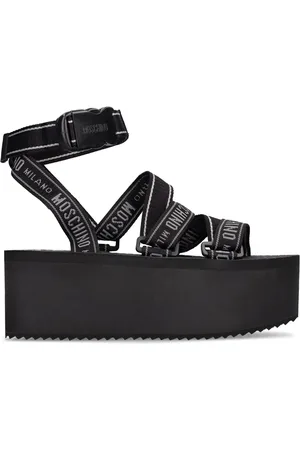 Moschino 80mm Hohe Nylon-sandalen Mit Keilabsatz