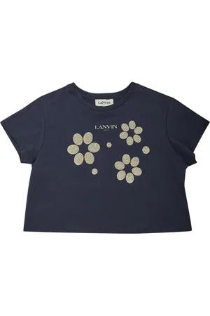 Lanvin Bedrucktes Crop-t-shirt Aus Baumwolljersey