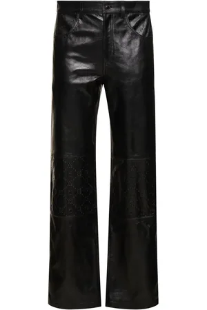 Marine Serre Weite Lederhose Mit Prägung