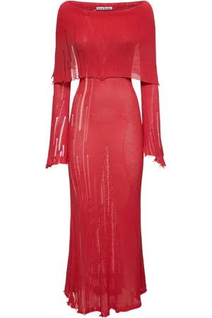 Acne Studios Midikleid Aus Strick Mit Rissen
