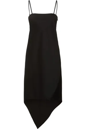 Helmut Lang Midikleid Aus Wolle Mit Schalsaum