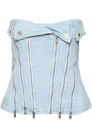 DION LEE Trägerloses Korsett Aus Baumwolldenim Mit Zipper