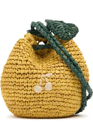 BONPOINT Schultertasche Aus Raffia „lemon“