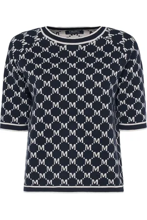Max Mara Kurzarm-oberteil Mit Stricklogo „portici“