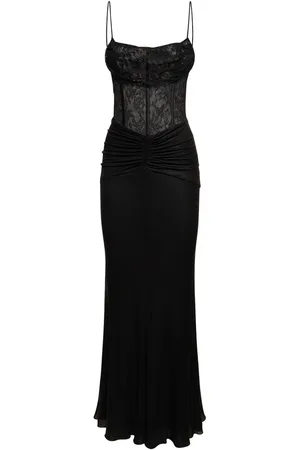 Alessandra Rich Langes Kleid Aus Laminiertem Jersey