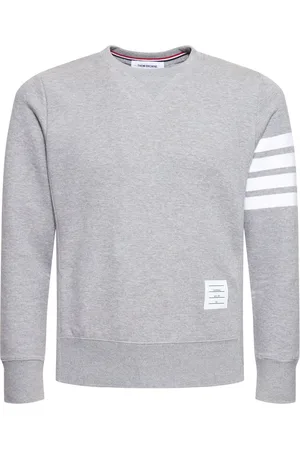 Thom Browne Sweatshirt Aus Baumwolljersey Mit Strickstreifen
